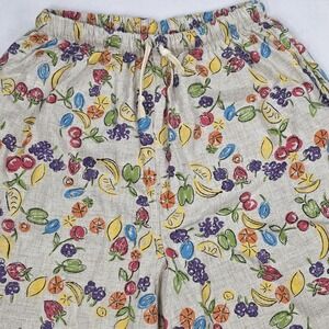 Vintage Womens Flapdoodles Fruit Print Linen Blend Shorts Size Small Made In USA